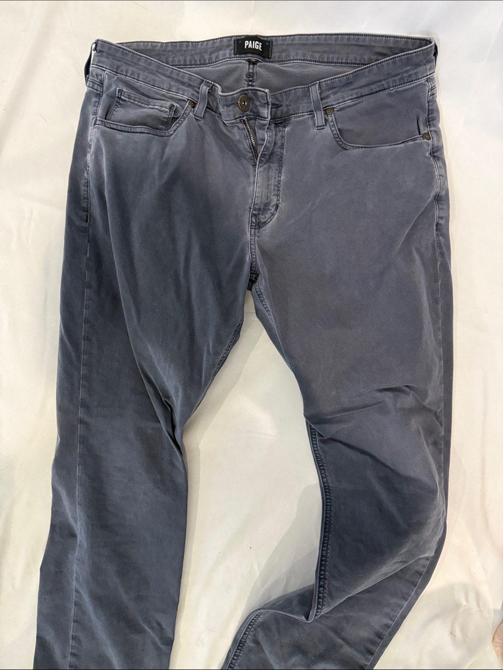 PAIGE Lennox 36 Slightly Distressed Men’s Slate Grey Slim Straight Jeans-worn 2x